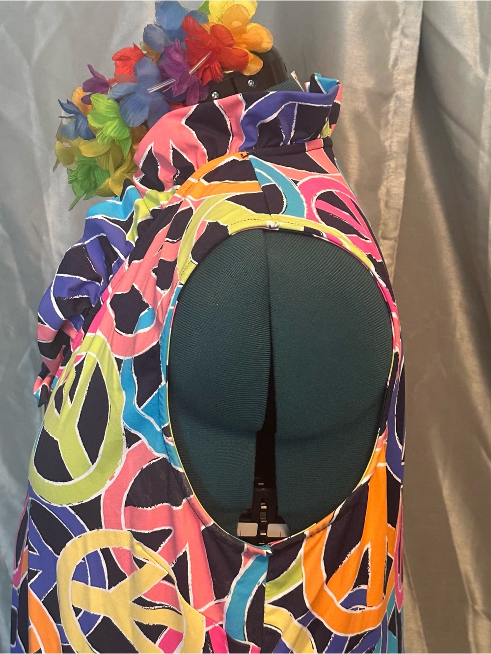 Colorful Peace Sign Maxi Dress 1x - Picture 3 of 6